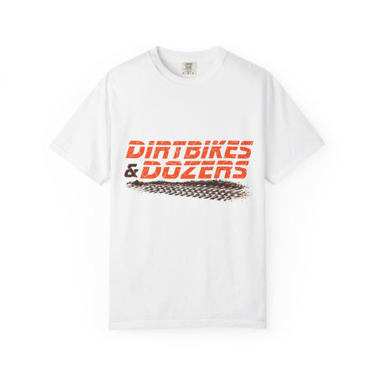 Dirtbikes & Dozers Tee — Off-Road Moto Tire-Track T-Shirt